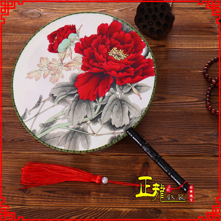 南宫古典中国风团扇空白扇跳舞蹈扇 真丝宫扇