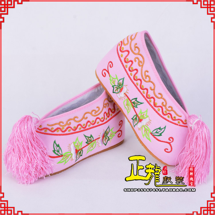南宫花旦鞋女绣花彩鞋 舒适款草花内高彩鞋