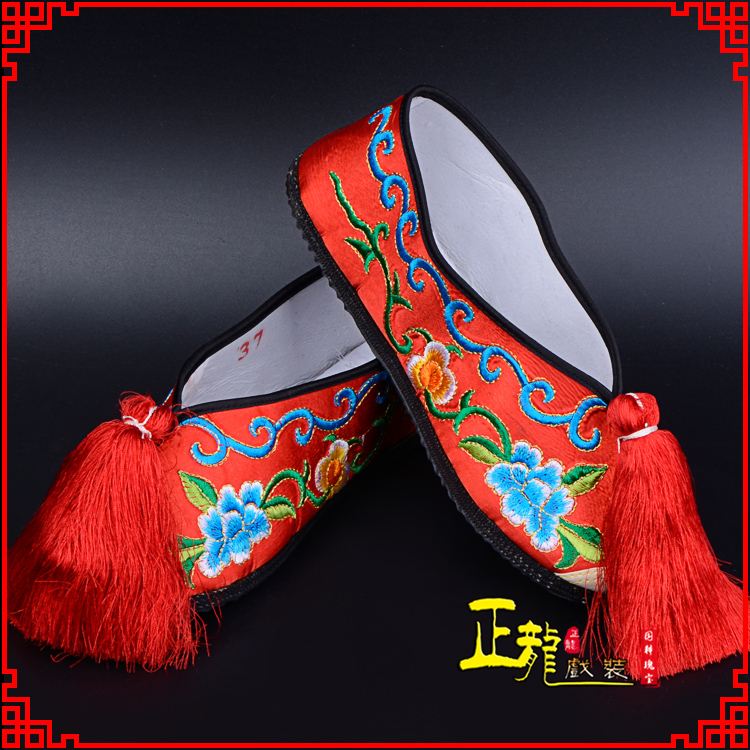 南宫京剧越剧戏曲彩鞋花旦绣花 普平底彩鞋